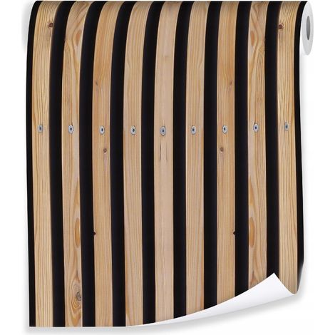 Papier peint bois lames 3D imitation lamelles déco murale loft – rouleau 0,5 x 10 m intissé Wallarena (1/3)