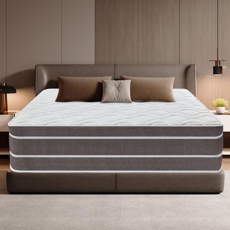 Matelas 140x190 cm Epaisseur 28 cm - Hypoallergénique - Mi-ferme -Ressorts indépendants + Mousse multicouche, 7 zones, Ergonomique