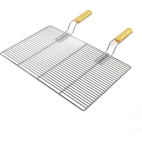 BBQ Grillrost Eckig 60x40cm aus Hochwertigem Edelstahl mit Handgriffen für Gasgrill, Kugelgrill usw. (1/5)