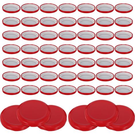 Lot de 100 couvercles rouges en fer-blanc de 66 mm pour bocaux Mason, bouchons étanches pour bocaux à ouverture standard (1/5)