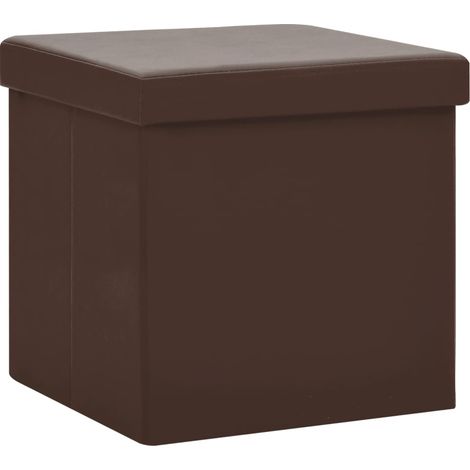 Tabourets de rangement pliables 2 pcs Marron PVC (1/5)