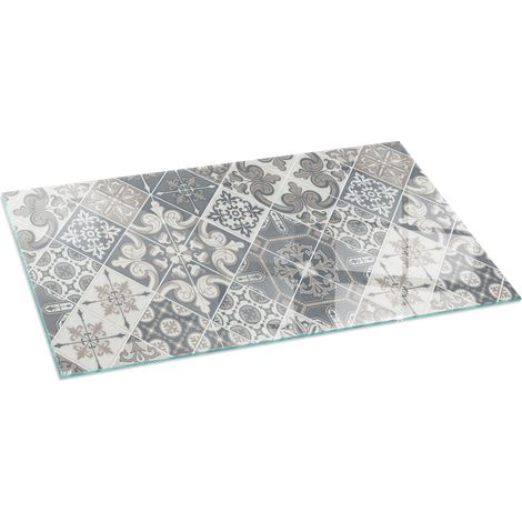 Modernes Kaminaccessoire Funkenschutzplatte für Kamin Hitzeschutz Schutzplatte Hartglas Dekorative Glasbodenplatte Dekoratives Mosaikmuster 100x50 cm