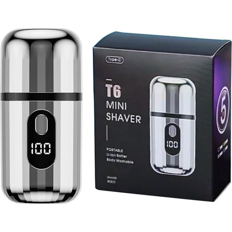 Rasoir électrique portable mini pour homme (argenté), format capsule, idéal pour les voyages et la maison, rechargeable par USB. (1/5)