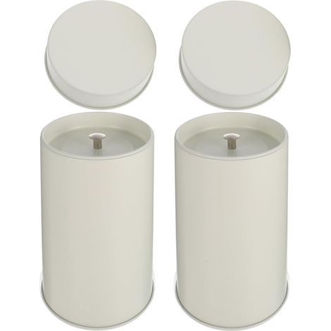 Boîtes à thé hermétiques en fer-blanc avec double couvercle, petits pots de conservation pour thé en vrac, Lot 2, beige clair, et le bureau (1/5)