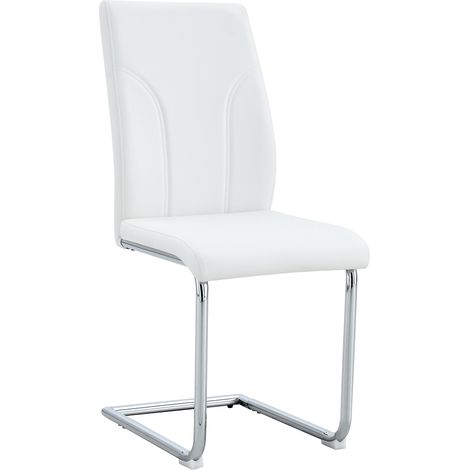 Lot de 1 Esszimmerstuhl mit Schaumstoffsitz, PU und Metall, Weiß und Silber (1/5)
