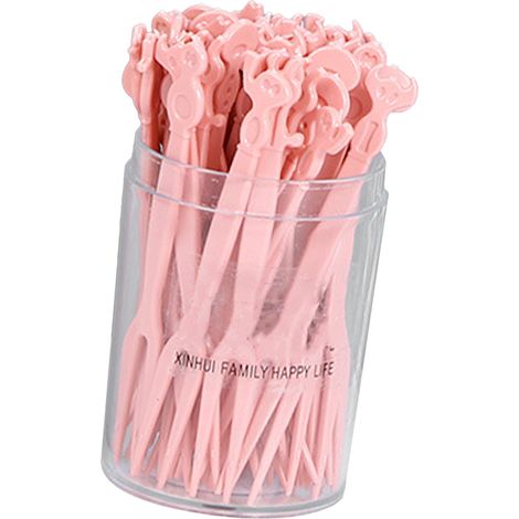 Ensemble de 1 boîte de fourchettes à fruits en plastique jetables et polyvalentes pour gâteaux et desserts (1/5)