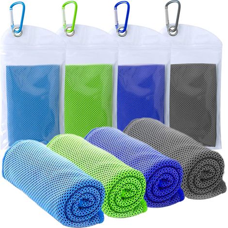 Serviette rafraîchissante pour salle de sport, yoga, camping – Lot de 4 serviettes de refroidissement