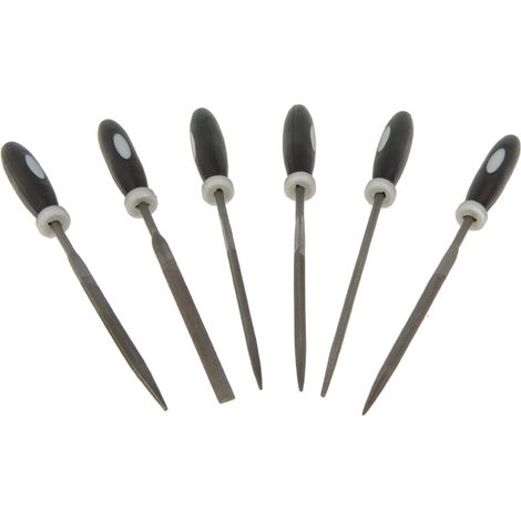 MASTERPROOF PROFESSIONAL Schlüsselfeilen-Satz, 6-teilig - Flach / Halbrund / Rund / Dreikant / Vierkant, 150 mm, 24106
