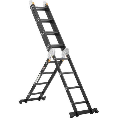 Escalera multiusos de 4 peldaños, material resistente, color negro. (1/2)