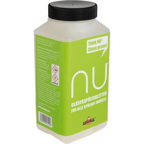 Comprimés pour rinçage de verres NU pour SPÜLBOY NU - 100 Tablettes - 100% sans bactéries, 99,9% sans virus, anti-calcaire, optimisent la mousse de bière, biodégradables