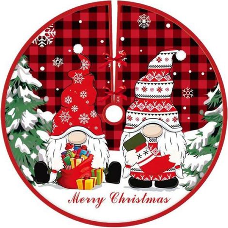 Jupes d'arbre de Noël,décorations de Noël de 36 pouces Jupe d'arbre de Noël,couvertures de base d'arbre(3 gnomes de Noël,Type C) (1/4)