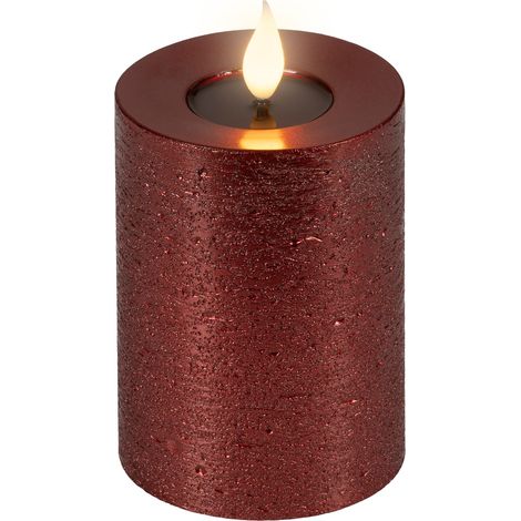 LED-Kerze rot-met. Wachs Ø 7,5 cm H: 13,5 cm ww (1/4)