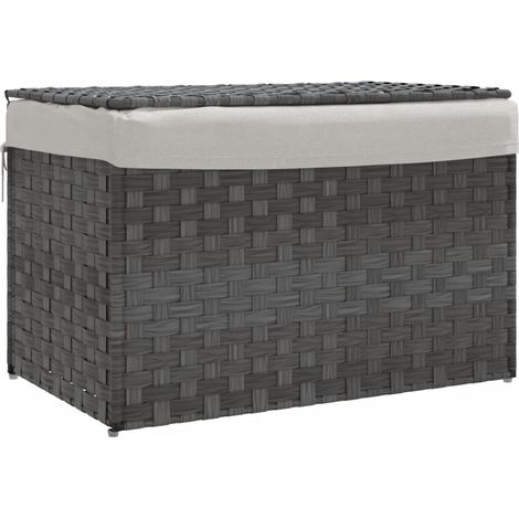 Cesto de ropa sucia con tapa ratán sintético gris 55,5x35x34 cm vidaXL