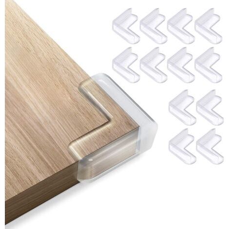 Lot de 12 protections d'angles adhésives pour la sécurité des enfants du bureau, table basse, meubles en verre, caoutchouc de silicone souple, transparent