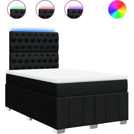 Maison Exclusive - Sommier à lattes de lit avec matelas noir 120x190 cm tissu (1/5)