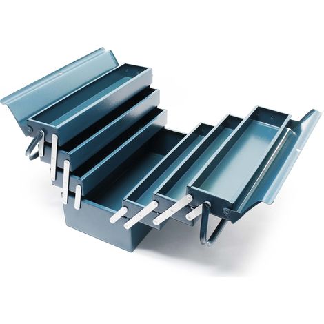 Wiltec Werkzeugkiste 530x200x250mm aus Stahl mit 7 Fächern, beständiger Werkzeugkasten mit Handgriff, Werkzeugbox (1/5)