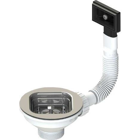 Drain à Bouchon Carré Brillant "Multi Style" Avec Trop-Plein Rectangulaire Fini Brillant
