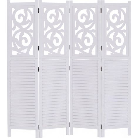 Paravent T568, cloison de séparation, brise-vue, séparation d'espace, motifs décoratifs, pliable, bo