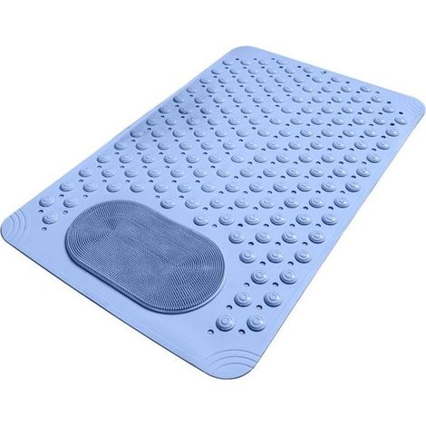 Tapis de douche, Tapis de bain antidérapant pour baignoire, tapis de douche carré, avec ventouses (Bleu,50 x 80cm) (1/5)