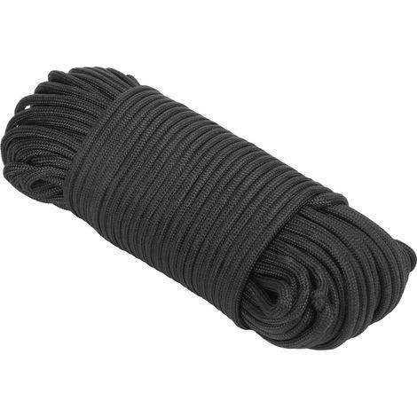 Corde d'escalade robuste 10 brins pour randonnée et activités outdoor - Noir (1/5)