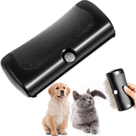 1 - Brosse Chien - Brosse Chat - Élimination Poils Morts - Toilettage Professionnel - Pour Animaux Poils Courts - Noir - 12x8cm (1/5)