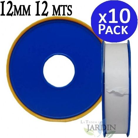 Lot de 10 Rouleau de ruban d'étanchéité fileté en téflon 12 m PTFE 12 mm, Scellant professionnel pour tuyaux, rubans et rubans e