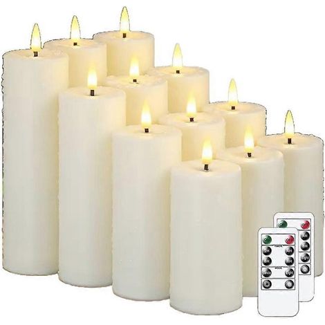 12 bougies LED étanches avec 2 télécommandes (5,5 x 11 cm, 5,5 x 12,5 cm, 5,5 x 15 cm, 5,5 x 17,5 cm) - JBMEDIA (1/4)