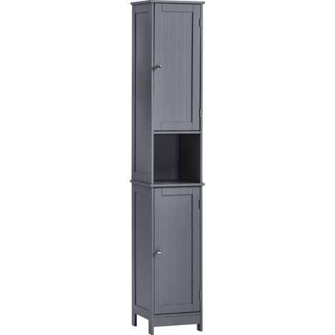 Priano 2 Door Tallboy Freestanding Bathroom Cabinet Cupboard, Grey
