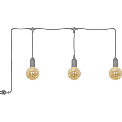 OSRAM Lustre d’extérieur Gris, Ø 4,5 cm, longueur de câble 7 m, blanc chaud confortable, 2000 K, silicone, E27, LED remplaçable, angle de faisceau 300° (1/5)