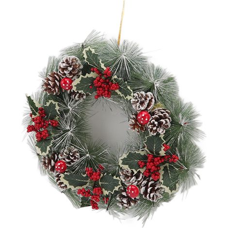 Weihnachtskranz mit natürlichen Fichtennadeln, dekorativer Türkranz, Typ B, klein (1/5)