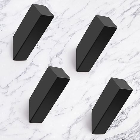 Black towel/robe hooks (matte black), waterproof design, suitable for bathroom use (set of 4) (1/5)