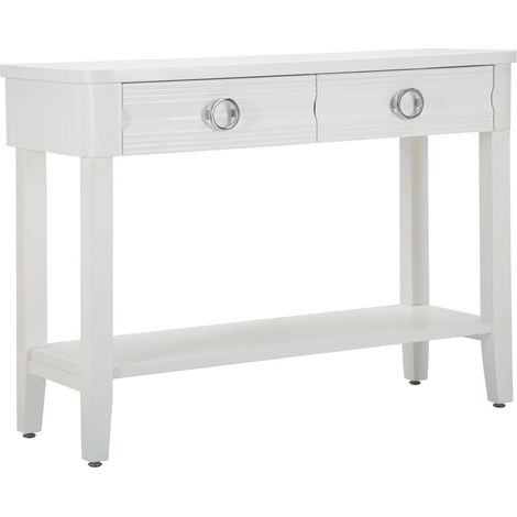 Console Shine bianca con cassetti in legno e metallo