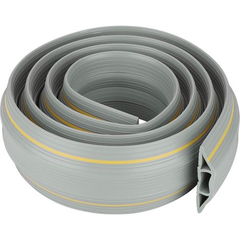 Pasacables de suelo de 2 m, cubierta para cables de suelo, protector de cables de suelo de 2 m con 3 canales para cables y alambres, gris (1/5)