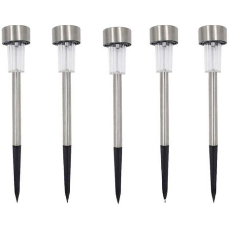 DEESSE SHOP-Lot de 5 bornes solaires à LED lampes de jardin à planter (1/5)