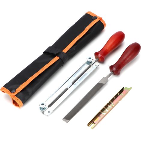 法语标题:Kit lime affûtage chaîne tronçonneuse avec guide-jauge de profondeur, lot d'outils manuels pour barre et chaîne (1/5)