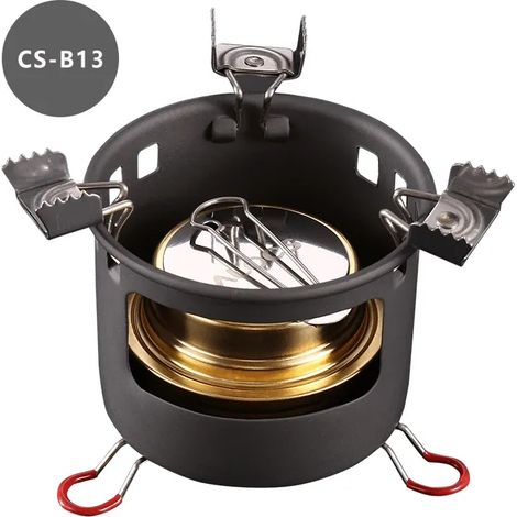Réchaud à alcool compact ALOCS CS-B02 CS-B13 avec support, idéal pour la randonnée, le camping et les activités de plein air. Réchaud de cuisine portable. (1/5)