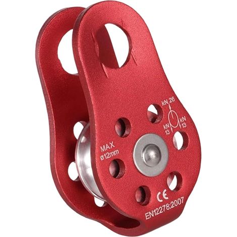 Poulie aluminium 26KN - Compatible cordes 12 mm - Réduction de friction escalade - Antirouille, légère - Pour cordes et ascension-Rouge (1/5)