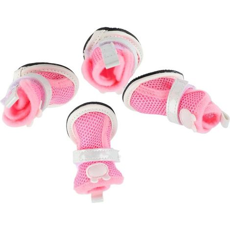 Jeffergarden Chaussures en maille pour chien, antidérapantes, respirantes, légères, à la mode, bottes d'été pour chiot, Bichon Teddy, rose (1/5)