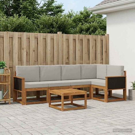 vidaXL Outdoor-Sofagarnitur mit Kissen 6 pcs Natürlich und Hellgrau (1/5)