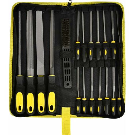 VURAHOME - Ensemble de limes plates et accessoires pour atelier, bricolage et menuiserie, limes avec manche en caoutchouc antidérapant et sac de rangement (19 pièces) (1/5)