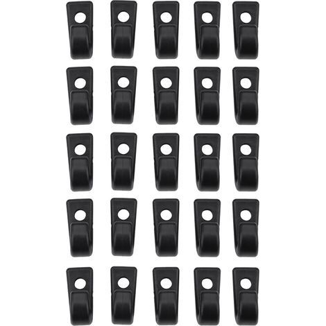 25 Crochets en Nylon Noir pour Élastiques de Kayak, Canoë et Bateaux - Accessoires de Fixation (1/5)