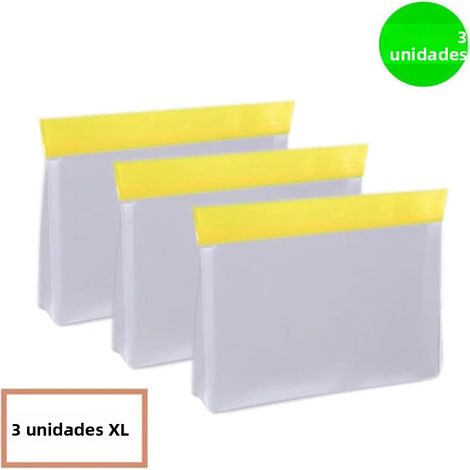 3 Pièces Sacs de conservation alimentaire XL réutilisables en silicone et PEVA étanches, avec étiquette accrocheuse, pour congélateur et sandwiches (1/4)