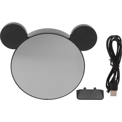 Réveil numérique avec miroir, grand écran LED 12/24h, luminosité réglable pour chambre, bureau ou bar, coque noire et lumière rouge (1/5)
