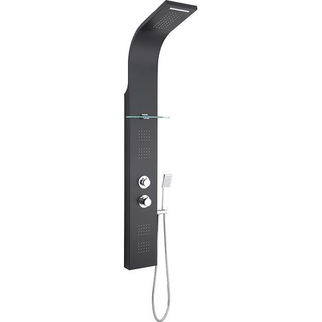 Colonne de douche hydromassante thermostatique - Noir mat - P45 x H150 cm - JOSTA (1/5)