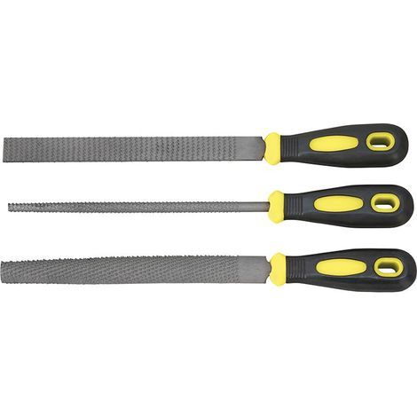 Jeu de 3 rapes a bois 200 mm avec manche en plastique 0519