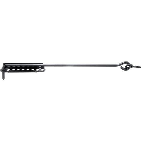 Crochet crémaillère ajustable – avec platine d'arrêt ajustable – Longueur 400 mm – noir – Marque Alberts (1/2)