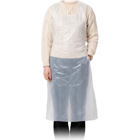 Lot de 100 tabliers transparents en polyéthylène (PE) de 70 x 120 cm - Tabliers jetables en plastique pour la cuisine et la peinture (1/5)