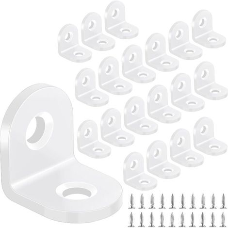 Lot de 20 équerres d'angle blanches 20x20 mm, équerres à angle droit en acier au carbone 90°, 40 vis, supports L (1/5)