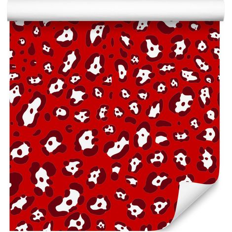 Rote Tierfelltapete, Rot und Koralle, 50 x 1000 cm (1/5)