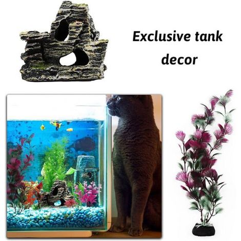 25 Pièces Artificielle Aquarium Decoration Plante et Rocher Polyrésine Grotte Ornement, Cachette Décoration pour Aquarium (1/5)